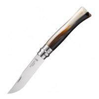 Нож Opinel №8, нержавеющая сталь, полированный клинок, рукоять светлый рог буйвола, дерев футляр фото