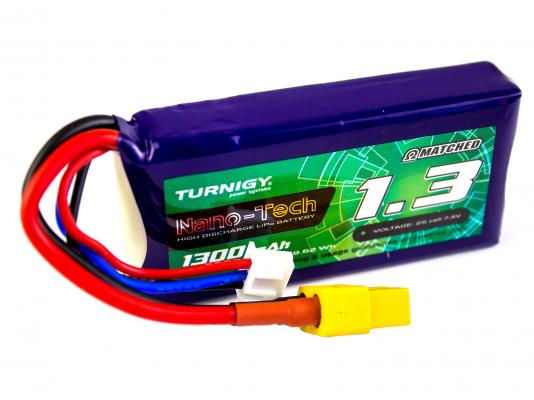 Аккумулятор Turnigy nano-tech 1300mAh 2S 25C фото 1