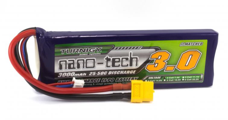 Аккумулятор Turnigy nano-tech 3000mAh 2S 25C фото 1