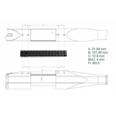 Планка Picatinny Apel EAW на Mauser M12 Picatinny E=101,7 фото 2
