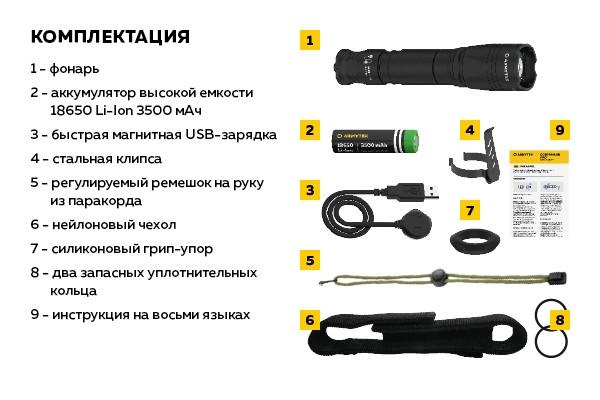Тактический фонарь Armytek Dobermann Pro Magnet USB, XHP35.2 HI Теплый, 1500 лм, 1x18650 (в комплекте) фото 4