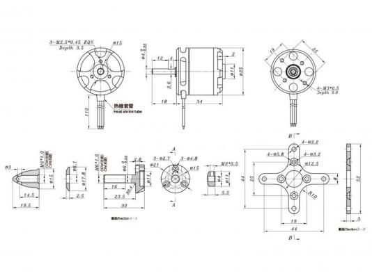 Двигатель бесколлекторный SunnySky X2814-900kv (длинный вал) фото 4