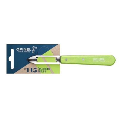 Нож для чистки овощей Opinel №115, деревянная рукоять, нержавеющая сталь, зеленый, блистер, 001930 фото 1