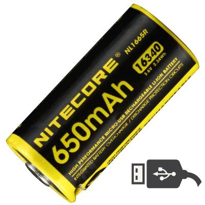 Аккумулятор Nitecore NL1665R 16340/650mAh USB фото 1