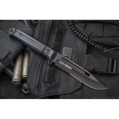 Тактический нож Фельдъегерь AUS-8 Black Titanium Serrated фото 2