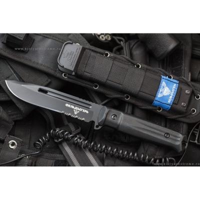 Тактический нож Фельдъегерь AUS-8 Black Titanium Serrated фото 3
