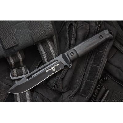 Тактический нож Фельдъегерь AUS-8 Black Titanium Serrated фото 4